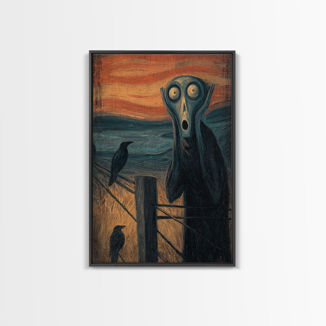 The Owl-Faced Omen, Expressionist Gothic Art, Vertical Wall Art, Macabre Wall Art, Canvas Print, Halloween Wall Art, Collectible Wall Decor