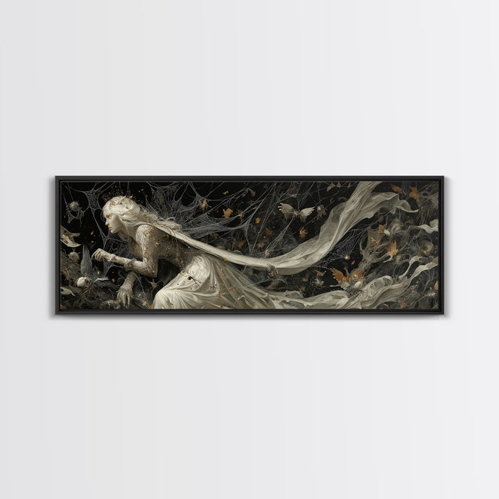 The Spider Queen, Medieval Grotesque Art, Extra Wide Wall Art, Gothic Horror Wall Art, Canvas Print, Halloween Wall Art