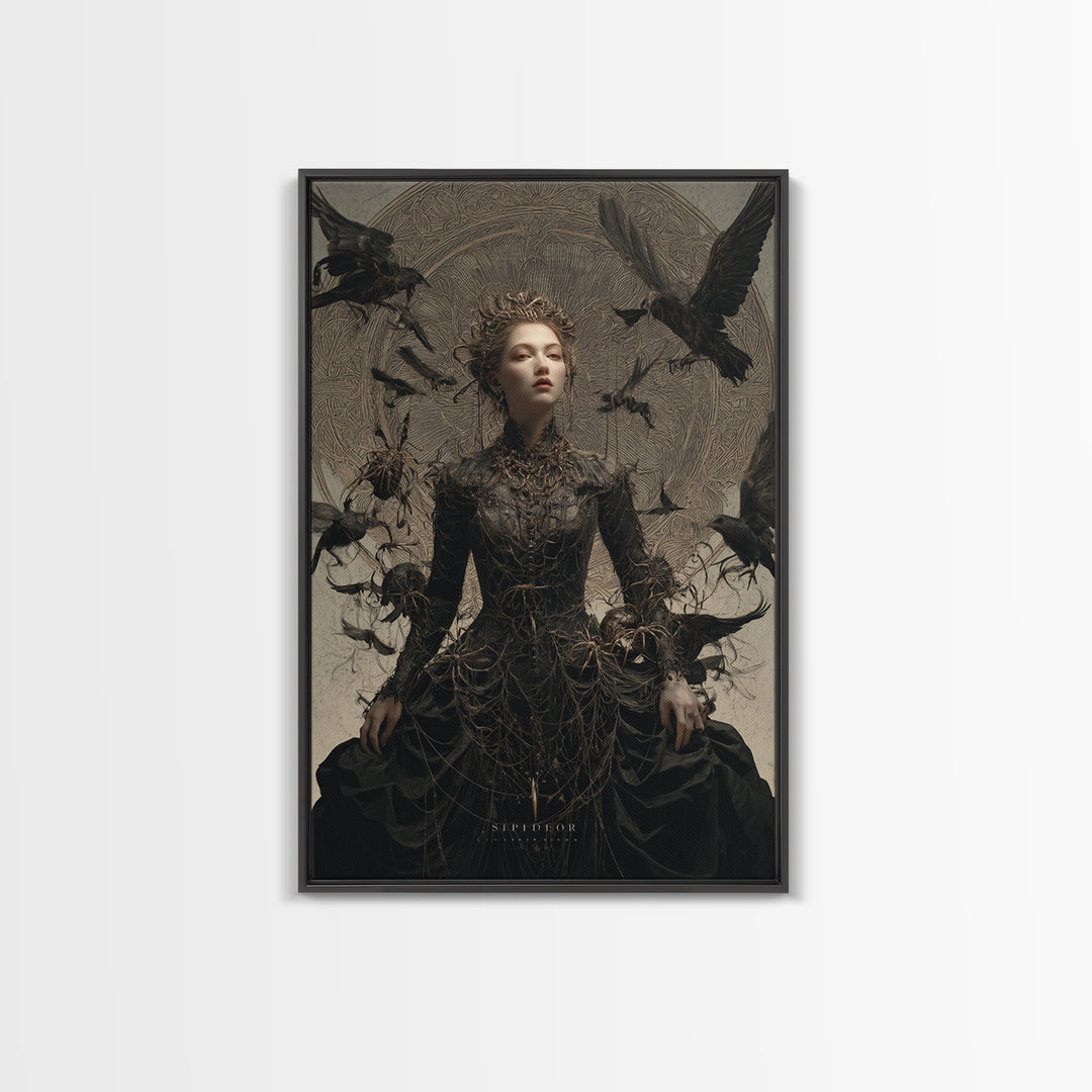 The Spider Queen, Visionary Gothic Art, Vertical Wall Art, Macabre Wall Art, Canvas Print, Halloween Wall Art, Spooky Wall Decor