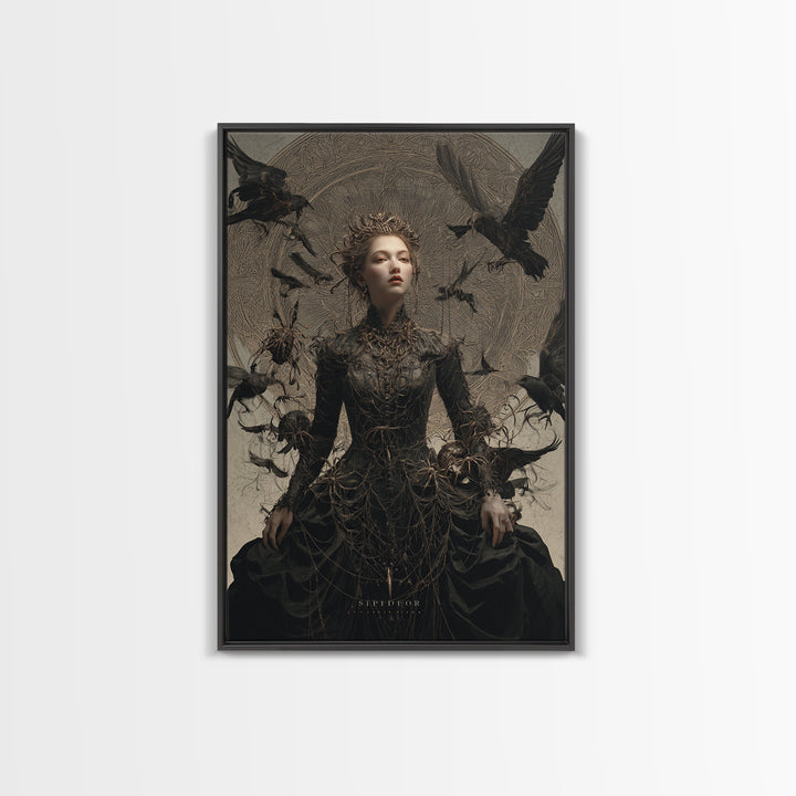 The Spider Queen, Visionary Gothic Art, Vertical Wall Art, Macabre Wall Art, Canvas Print, Halloween Wall Art, Spooky Wall Decor