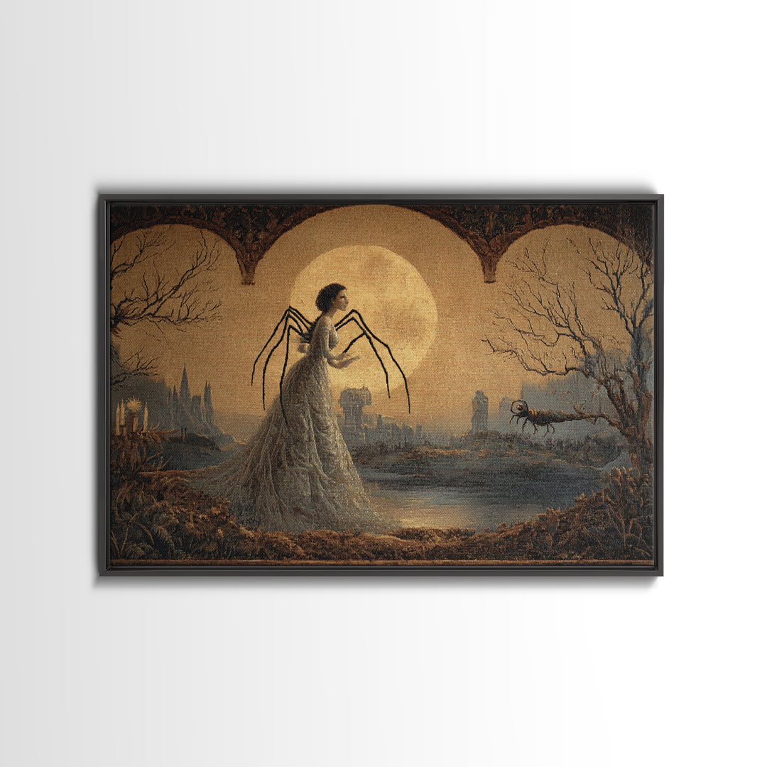 The Spider Queen, Romantic Gothic Landscape, Landscape Wall Art, Gothic Horror Wall Art, Framed Canvas Print, Halloween Wall Art
