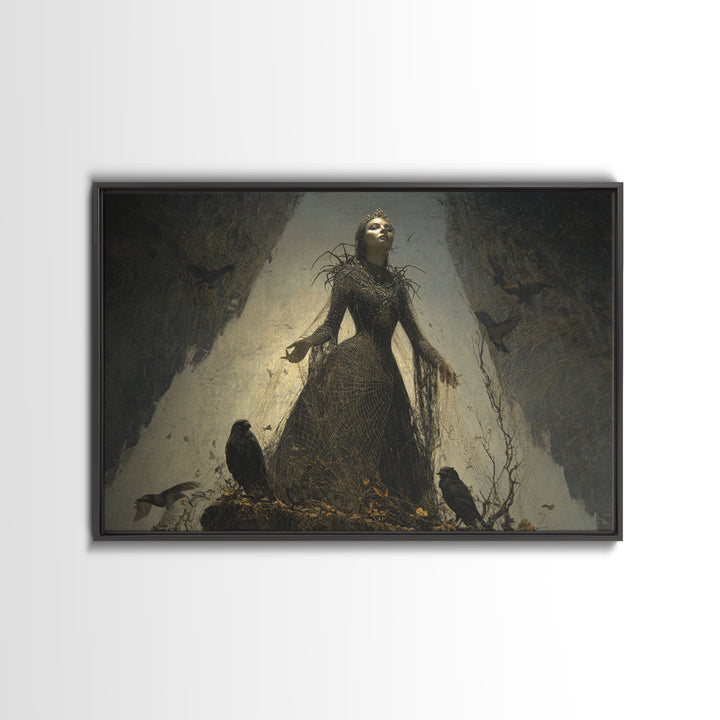The Spider Queen, Symbolist Gothic Landscape, Landscape Wall Art, Macabre Wall Art, Framed Canvas Print, Halloween Wall Art