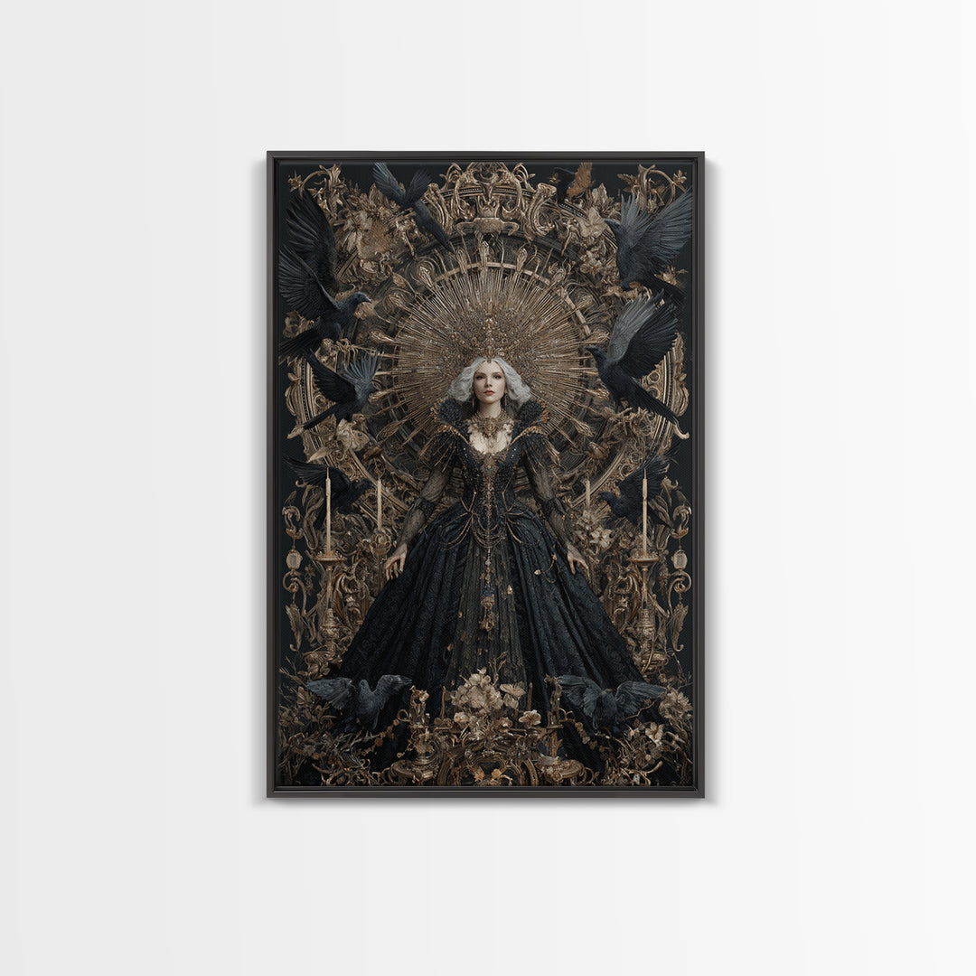 The Spider Queen, Ornate Symbolist Art, Vertical Wall Art, Macabre Wall Art, Canvas Print, Halloween Wall Art, Gothic Home Decor