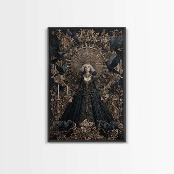 The Spider Queen, Ornate Symbolist Art, Vertical Wall Art, Macabre Wall Art, Canvas Print, Halloween Wall Art, Gothic Home Decor