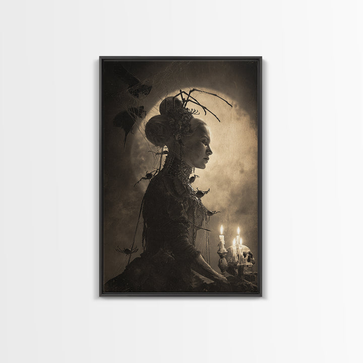 The Spider Queen, Decadent Gothic Art, Vertical Wall Art, Dark Halloween Decor, Canvas Print, Halloween Wall Art, Seasonal Home Decor