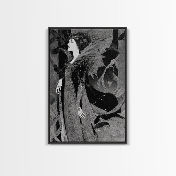 The Spider Queen, Stained Glass Gothic Art, Vertical Wall Art, Dark Halloween Decor, Canvas Print, Halloween Wall Art