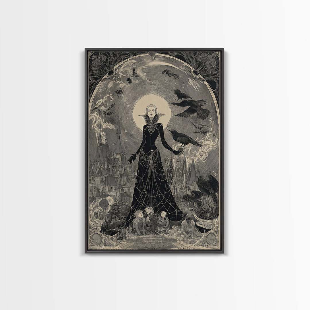 The Spider Queen, Victorian Macabre Art, Vertical Wall Art, Gothic Horror Wall Art, Canvas Print, Halloween Wall Art