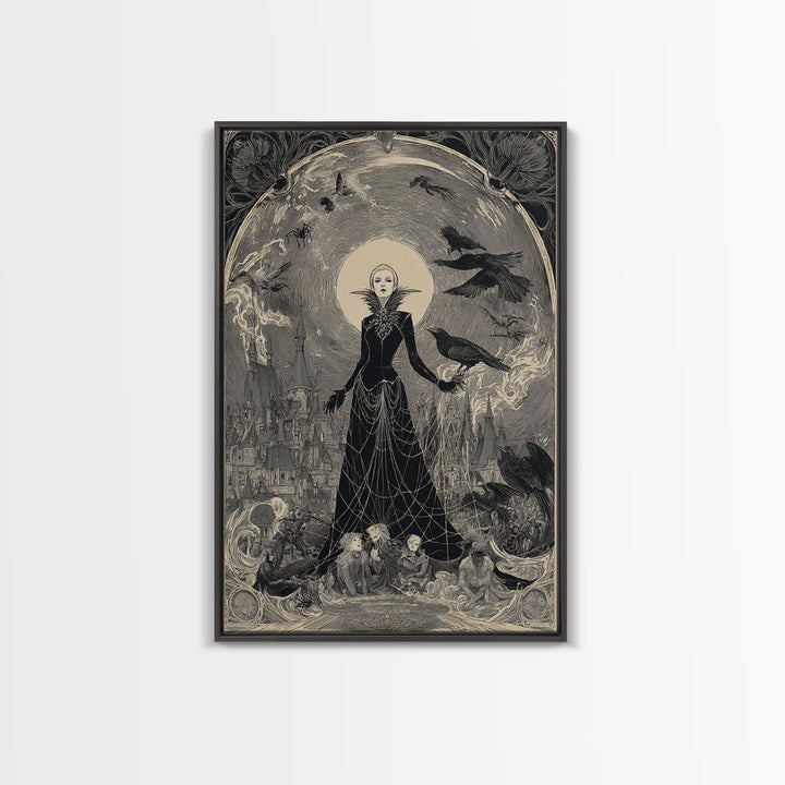 The Spider Queen, Victorian Macabre Art, Vertical Wall Art, Gothic Horror Wall Art, Canvas Print, Halloween Wall Art