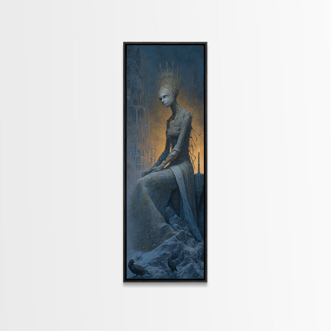 The Spider Queen, Surreal Apocalyptic Art, Tall Narrow Wall Art, Gothic Horror Wall Art, Canvas Print, Halloween Wall Art