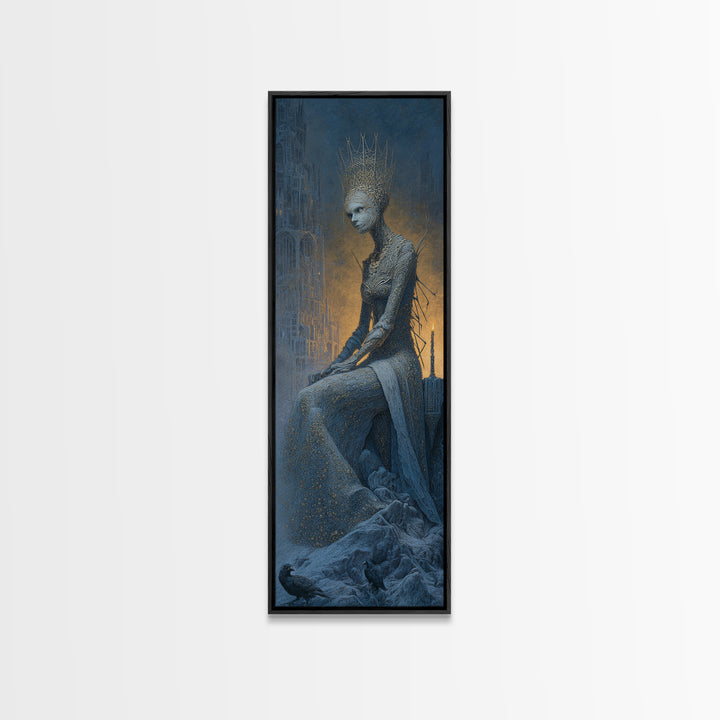 The Spider Queen, Surreal Apocalyptic Art, Tall Narrow Wall Art, Gothic Horror Wall Art, Canvas Print, Halloween Wall Art