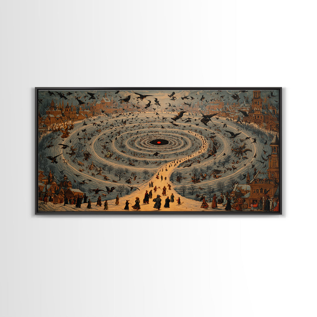 The Red-Eyed Moth Creature, Northern Renaissance Horror, Wide Panoramic Art, Dark Fantasy Wall Art, Canvas Print