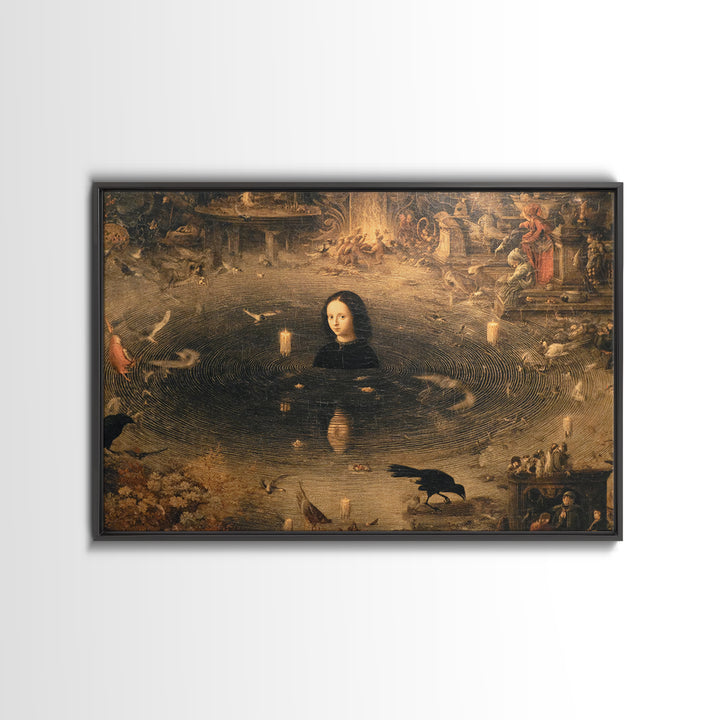 The Lake Phantom, Medieval Grotesque Art, Landscape Wall Art, Dark Halloween Decor, Canvas Print, Halloween Wall Art