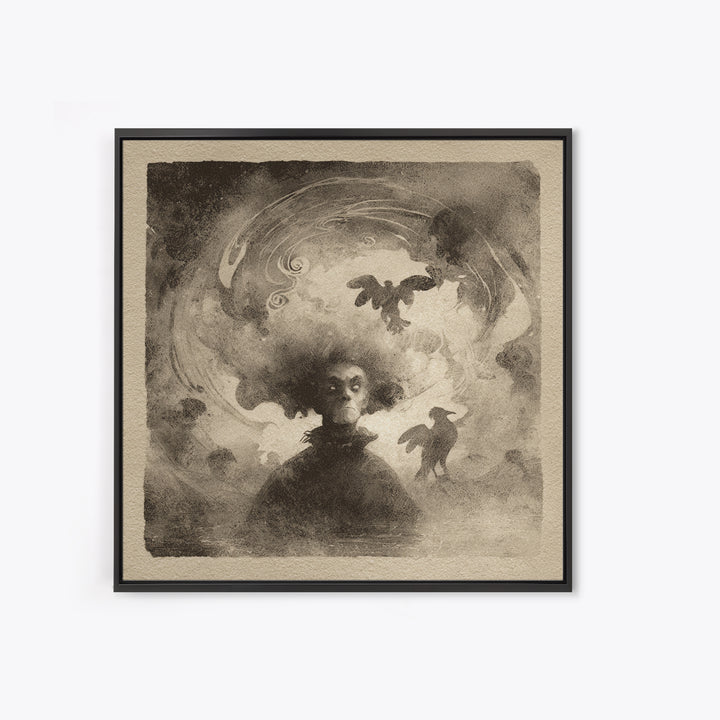 The Lake Phantom, Symbolist Dream Art, Square Wall Art, Dark Fantasy Wall Art, Framed Canvas Print, Halloween Wall Art