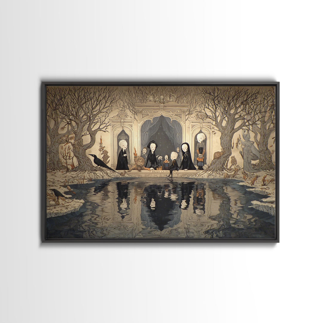 The Lake Phantom, Victorian Macabre Art, Landscape Wall Art, Gothic Horror Wall Art, Canvas Print, Halloween Wall Art, Dark Fantasy Art