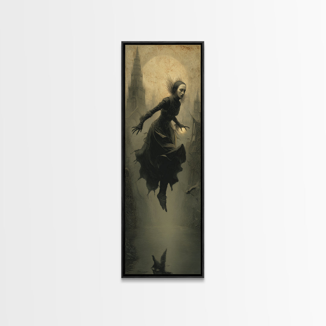 The Lake Phantom, Surreal Apocalyptic Art, Tall Narrow Wall Art, Dark Fantasy Wall Art, Canvas Print, Halloween Wall Art