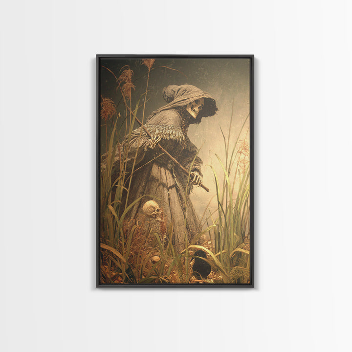 The Salt-Marsh Witch, Danse Macabre Art, Vertical Wall Art, Dark Fantasy Wall Art, Canvas Print, Halloween Wall Art