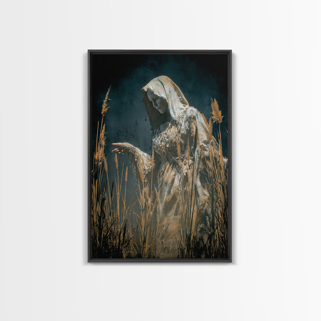 The Salt-Marsh Witch, Visionary Gothic Art, Vertical Wall Art, Dark Fantasy Wall Art, Canvas Print, Halloween Wall Art