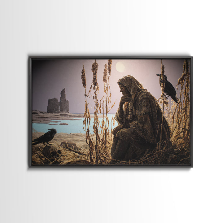 The Salt-Marsh Witch, Romantic Gothic Landscape, Landscape Wall Art, Macabre Wall Art, Framed Canvas Print, Halloween Wall Art