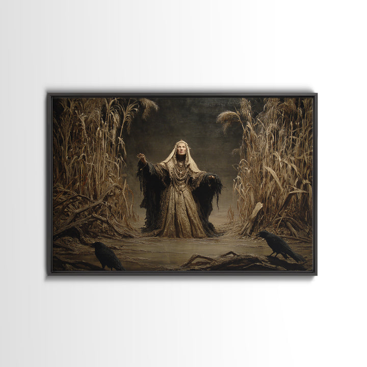 The Salt-Marsh Witch, Symbolist Gothic Landscape, Landscape Wall Art, Gothic Horror Wall Art, Framed Canvas Print, Halloween Wall Art
