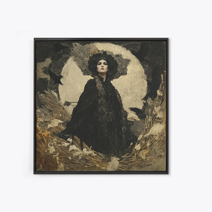 The Salt-Marsh Witch, Dark Symbolist Art, Square Wall Art, Dark Fantasy Wall Art, Canvas Print, Halloween Wall Art