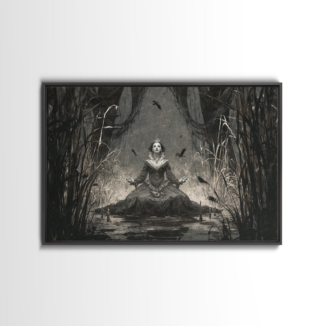 The Salt-Marsh Witch, Expressionist Nightmare Art, Landscape Wall Art, Macabre Wall Art, Framed Canvas Print, Halloween Wall Art