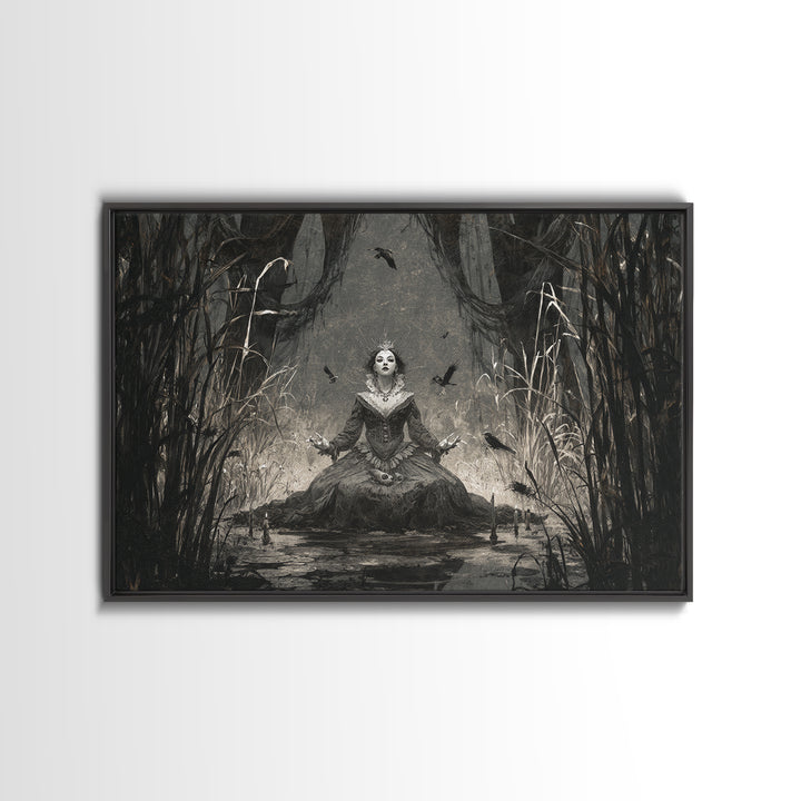 The Salt-Marsh Witch, Expressionist Nightmare Art, Landscape Wall Art, Macabre Wall Art, Framed Canvas Print, Halloween Wall Art