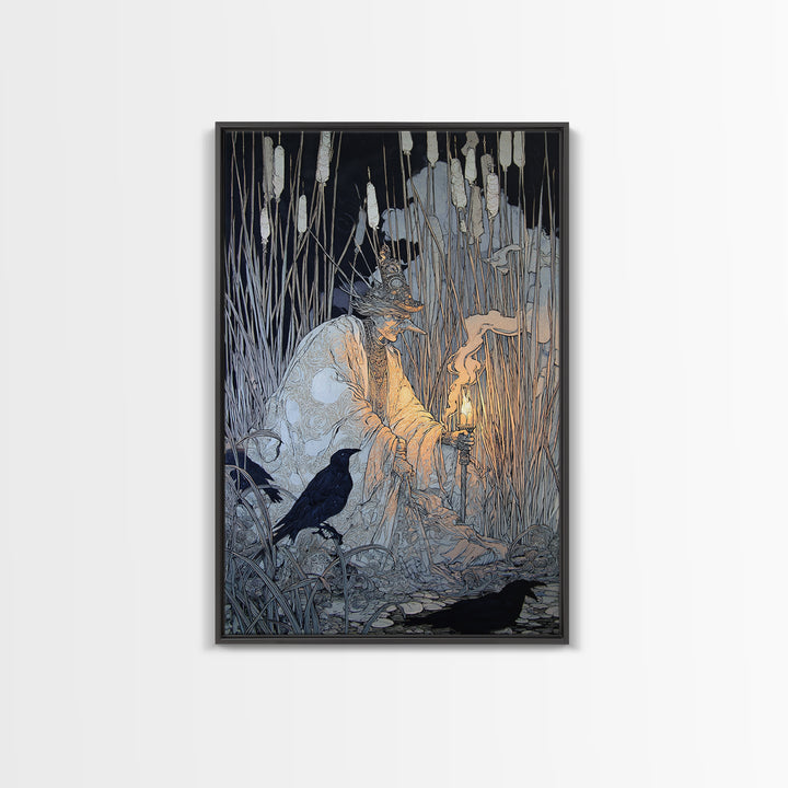 The Salt-Marsh Witch, Stained Glass Gothic Art, Vertical Wall Art, Gothic Horror Wall Art, Canvas Print, Halloween Wall Art