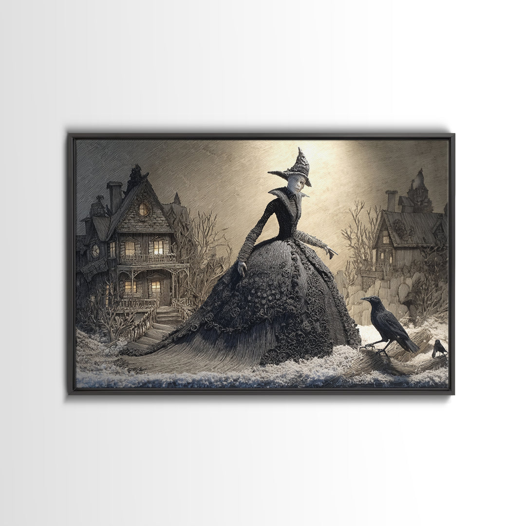 The Salt-Marsh Witch, Victorian Macabre Art, Landscape Wall Art, Macabre Wall Art, Canvas Print, Halloween Wall Art