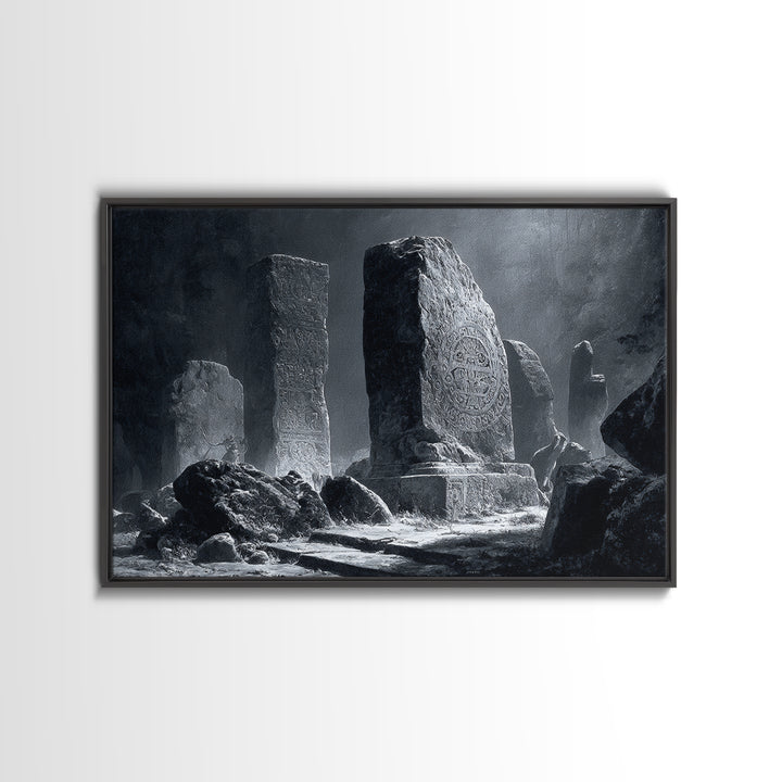 The Stone-Circle Spirit, Architectural Etching Art, Landscape Wall Art, Dark Fantasy Wall Art, Canvas Print