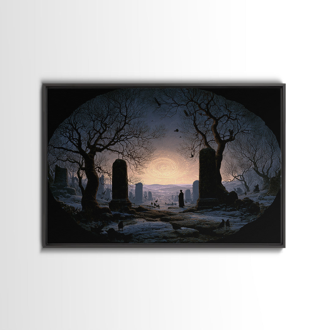 The Stone-Circle Spirit, Romantic Gothic Landscape, Landscape Wall Art, Dark Halloween Decor, Canvas Print, Halloween Wall Art