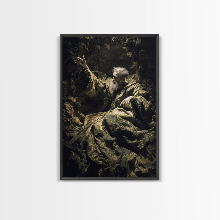 The Cave Oracle, Baroque Witchcraft Art, Vertical Wall Art, Macabre Wall Art, Framed Canvas Print, Halloween Wall Art