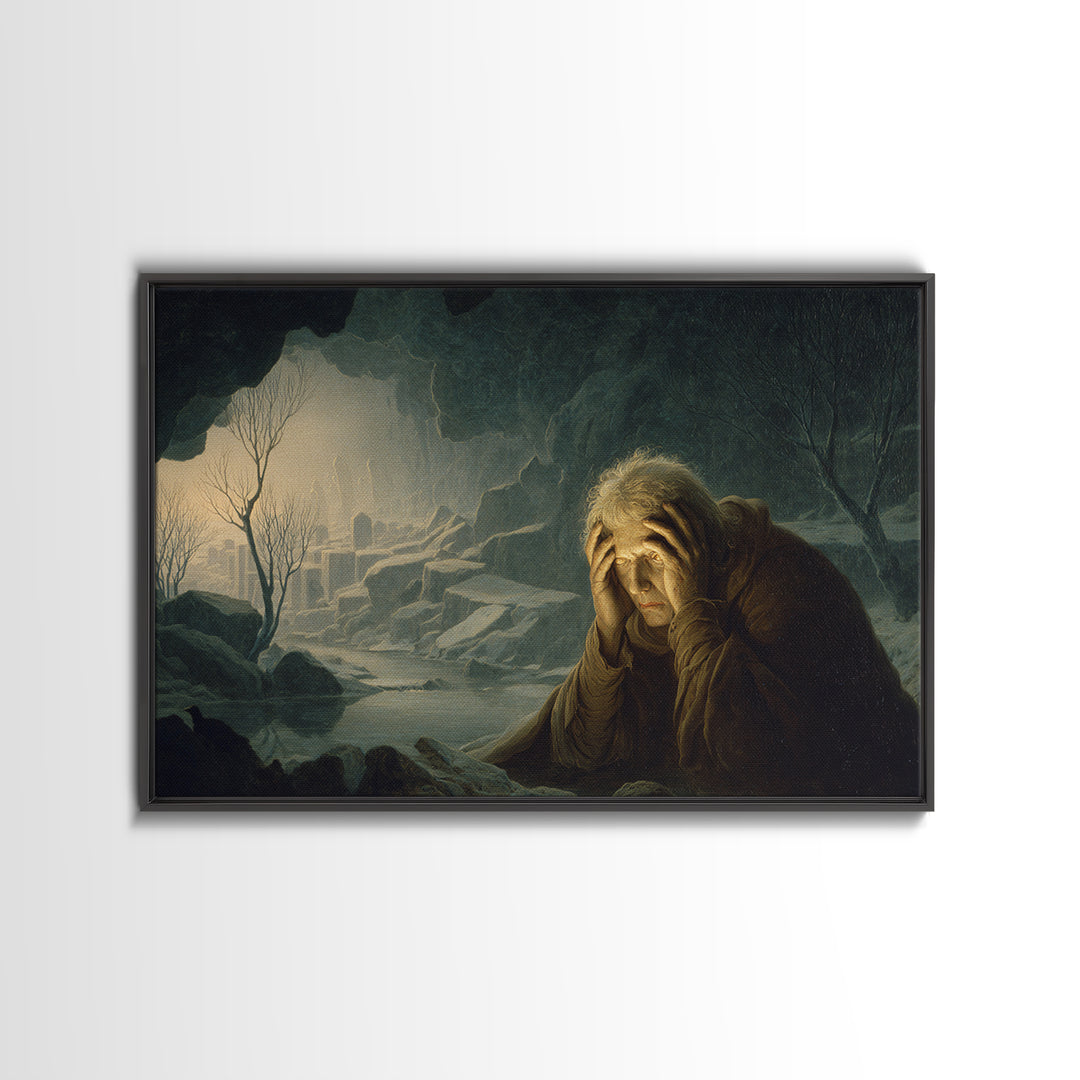 The Cave Oracle, Romantic Gothic Landscape, Landscape Wall Art, Gothic Horror Wall Art, Framed Canvas Print, Halloween Wall Art