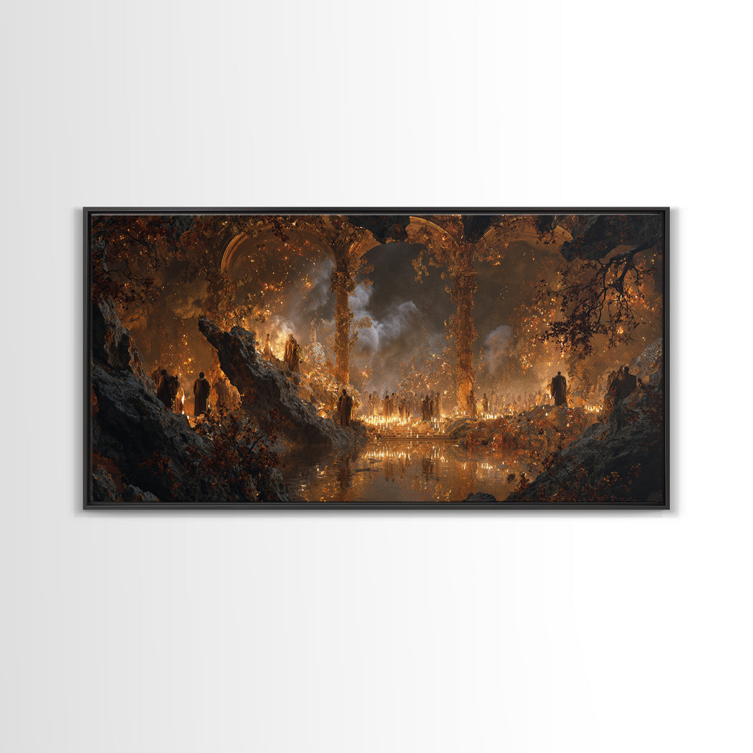 The Cave Oracle, Apocalyptic Romantic Art, Wide Panoramic Art, Gothic Horror Wall Art, Canvas Print, Halloween Wall Art