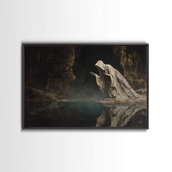 The Cave Oracle, Symbolist Gothic Landscape, Landscape Wall Art, Dark Halloween Decor, Canvas Print, Halloween Wall Art, Gothic Home Decor