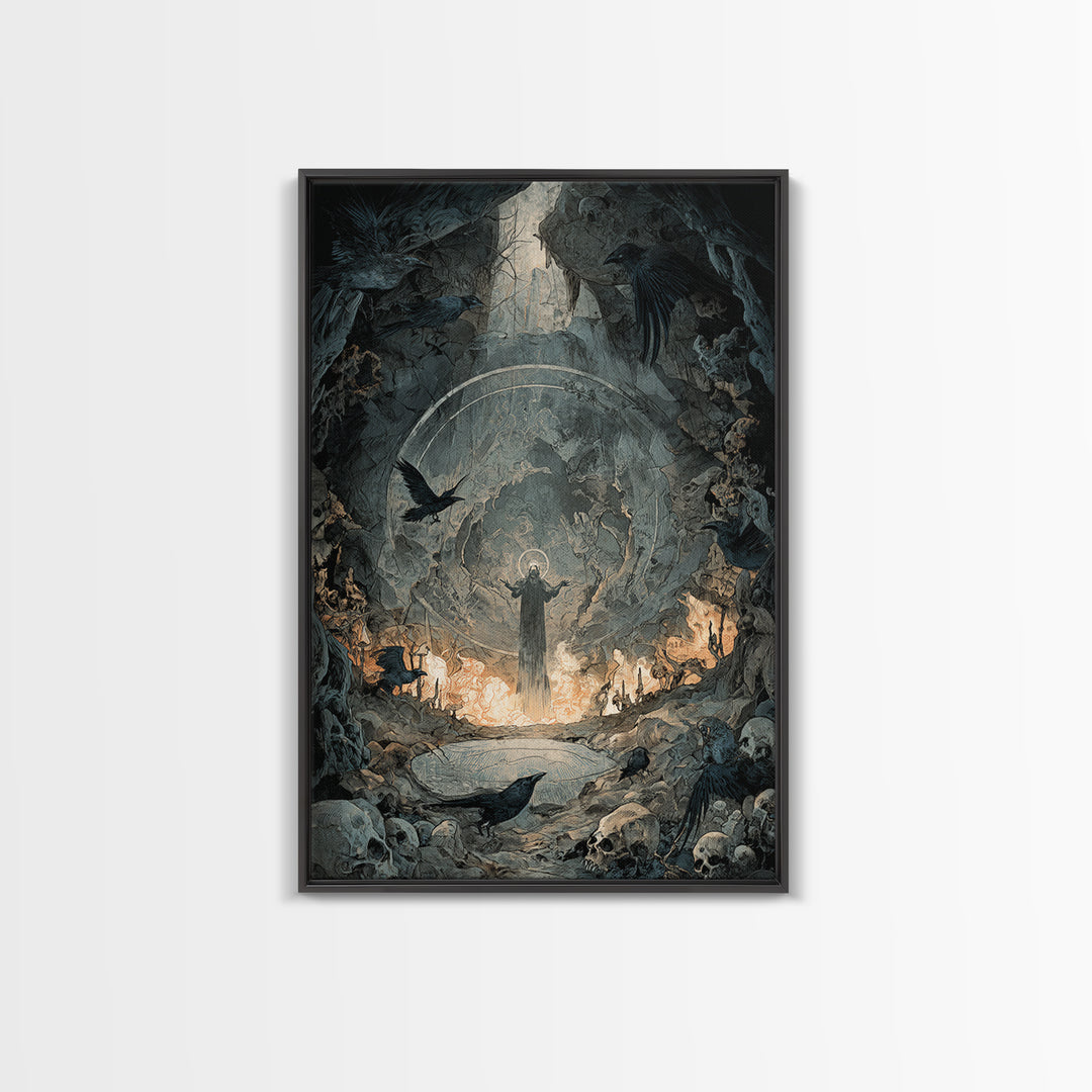 The Cave Oracle, Decadent Gothic Art, Vertical Wall Art, Macabre Wall Art, Canvas Print, Halloween Wall Art, Halloween Decor