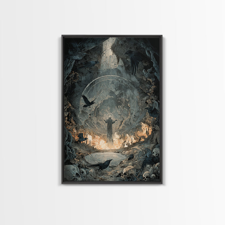 The Cave Oracle, Decadent Gothic Art, Vertical Wall Art, Macabre Wall Art, Canvas Print, Halloween Wall Art, Halloween Decor
