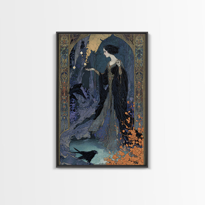 The Cave Oracle, Stained Glass Gothic Art, Vertical Wall Art, Dark Fantasy Wall Art, Canvas Print, Halloween Wall Art, Statement Wall Art