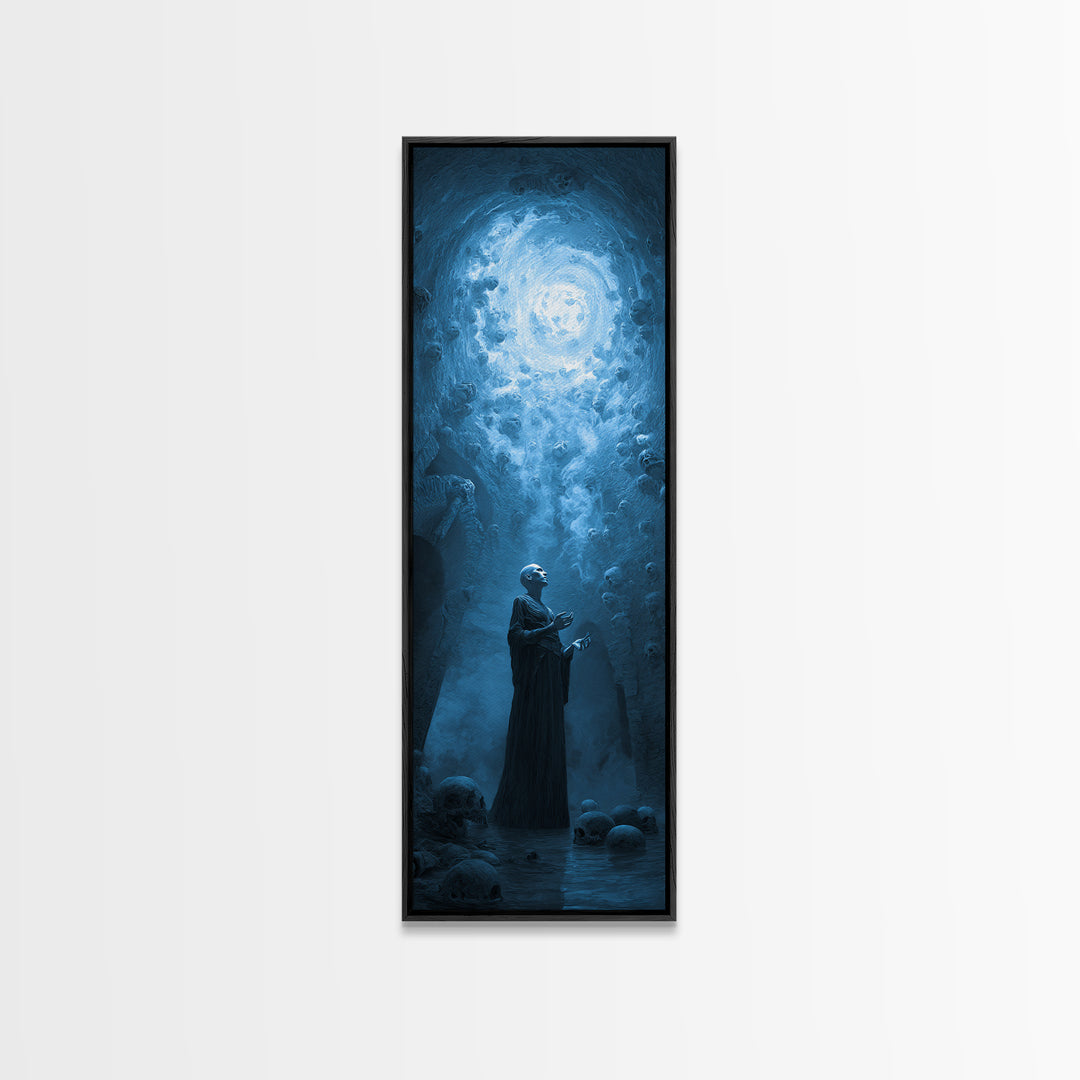 The Cave Oracle, Surreal Apocalyptic Art, Tall Narrow Wall Art, Dark Halloween Decor, Canvas Print, Halloween Wall Art