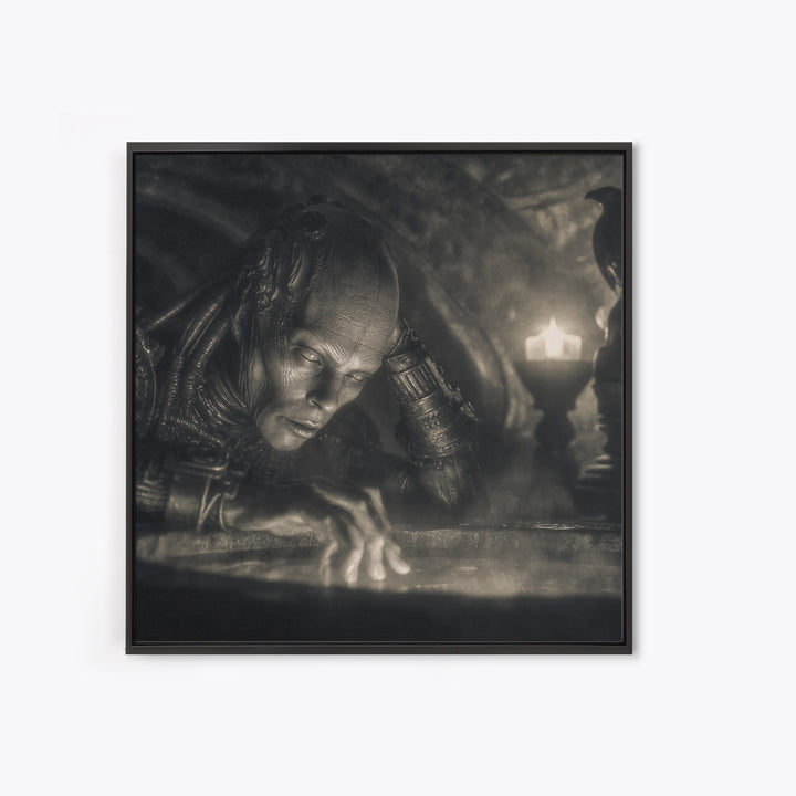 The Cave Oracle, Biomechanical Horror Art, Square Wall Art, Dark Fantasy Wall Art, Canvas Print, Halloween Wall Art, Halloween Decor