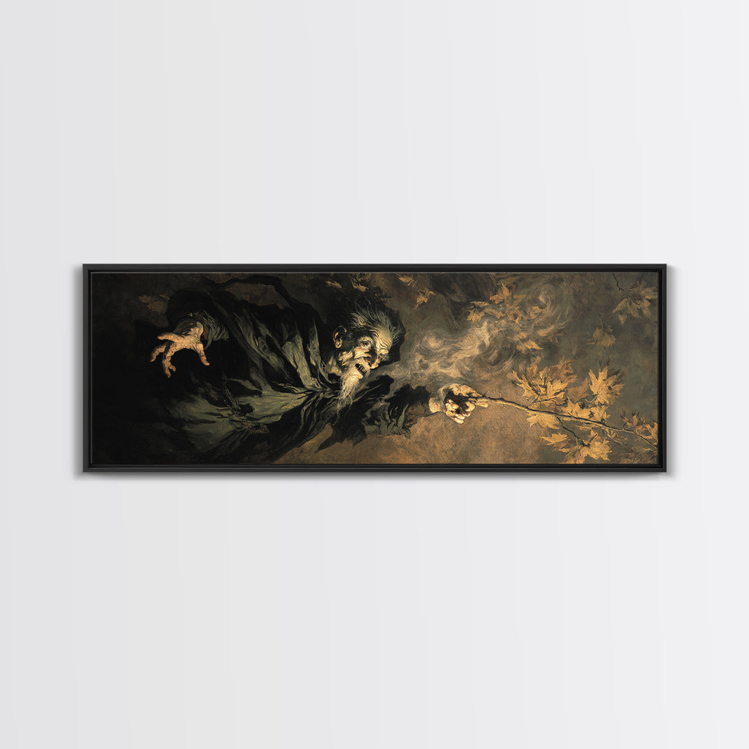 The Orchard Hag, Dark Romantic Horror Art, Extra Wide Wall Art, Dark Fantasy Wall Art, Framed Canvas Print, Halloween Wall Art