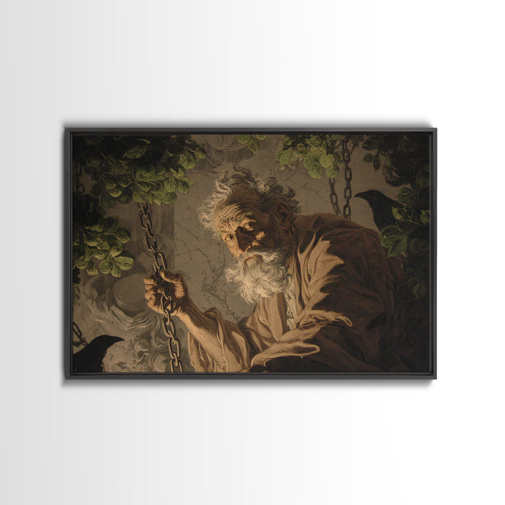 The Orchard Hag, Architectural Etching Art, Landscape Wall Art, Gothic Horror Wall Art, Canvas Print, Halloween Wall Art