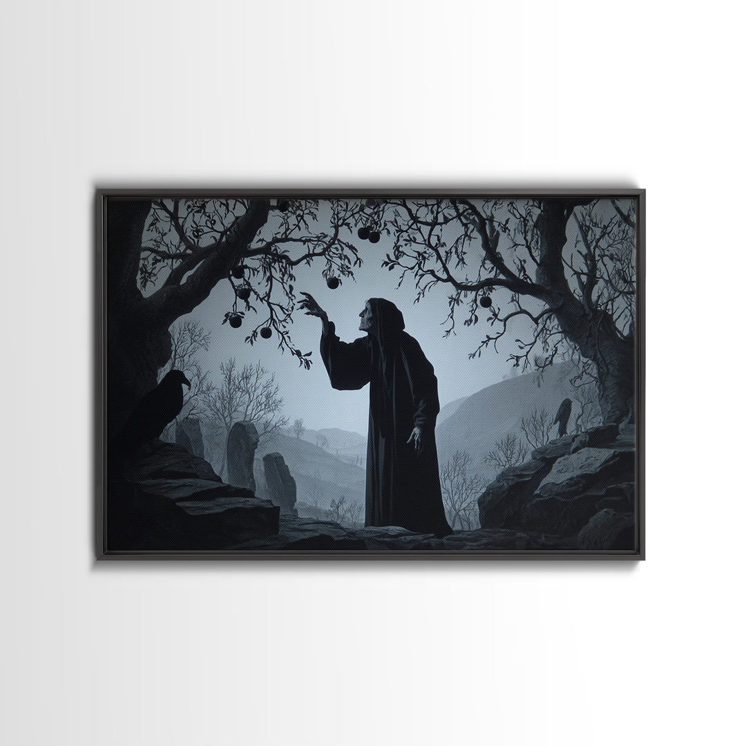 The Orchard Hag, Romantic Gothic Landscape, Landscape Wall Art, Dark Fantasy Wall Art, Canvas Print, Halloween Wall Art