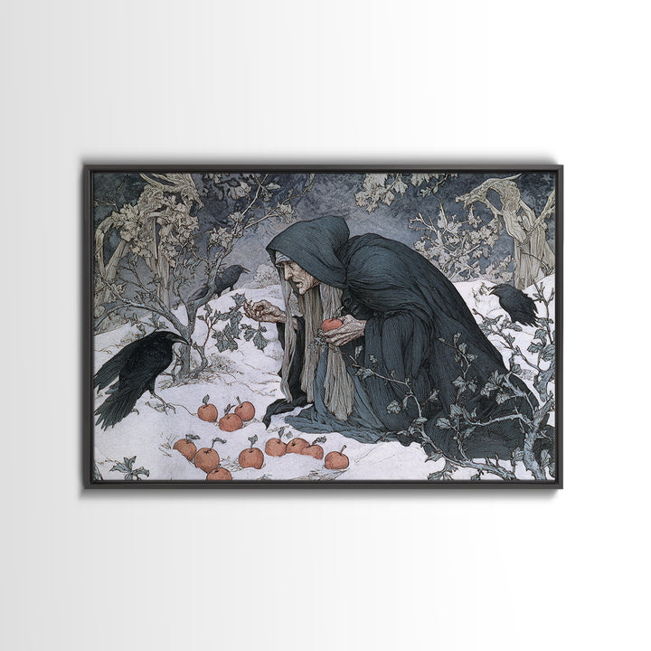 The Orchard Hag, Symbolist Death Art, Landscape Wall Art, Macabre Wall Art, Canvas Print, Halloween Wall Art, Seasonal Home Decor