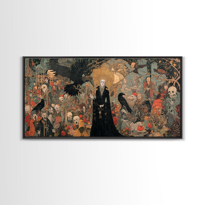 The Orchard Hag, Grotesque Carnival Art, Wide Panoramic Art, Macabre Wall Art, Framed Canvas Print, Halloween Wall Art, Dark Fantasy Art