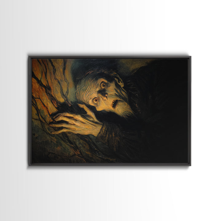 The Orchard Hag, Expressionist Gothic Art, Landscape Wall Art, Macabre Wall Art, Framed Canvas Print, Halloween Wall Art, Gothic Home Decor