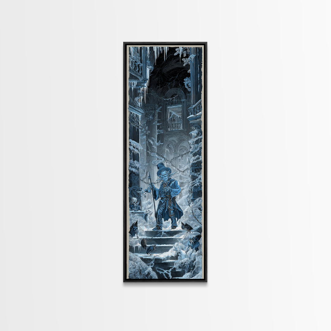 The Frost Goblin, Architectural Etching Art, Tall Narrow Wall Art, Gothic Horror Wall Art, Framed Canvas Print