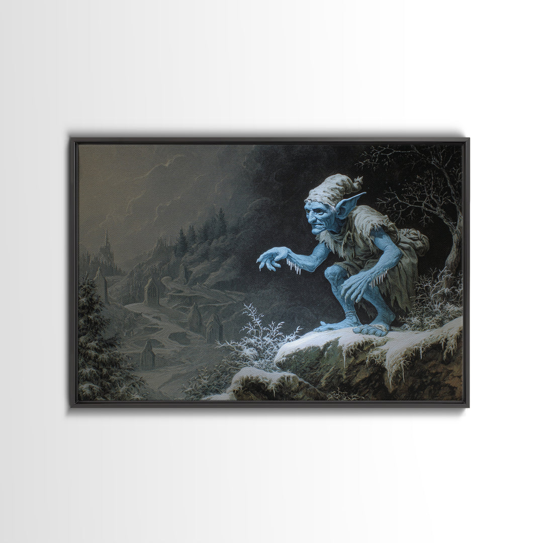 The Frost Goblin, Romantic Gothic Landscape, Landscape Wall Art, Dark Fantasy Wall Art, Framed Canvas Print, Halloween Wall Art