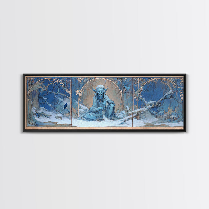 The Frost Goblin, Decadent Gothic Art, Extra Wide Wall Art, Macabre Wall Art, Framed Canvas Print, Halloween Wall Art