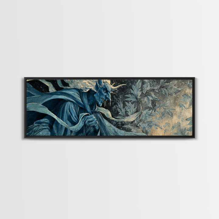 The Frost Goblin, Dark Symbolist Art, Extra Wide Wall Art, Macabre Wall Art, Framed Canvas Print, Halloween Wall Art