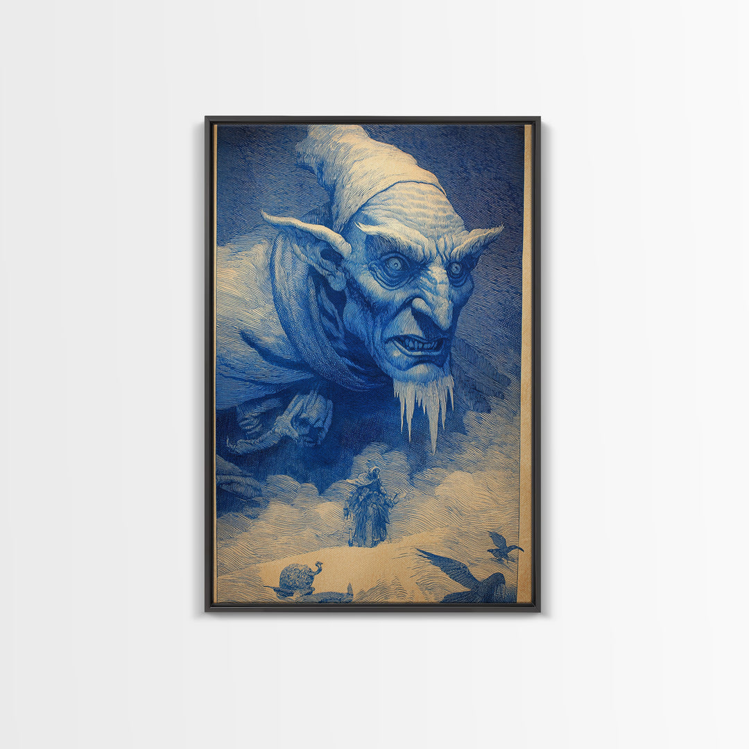 The Frost Goblin, Symbolist Etching Art, Vertical Wall Art, Gothic Horror Wall Art, Canvas Print, Halloween Wall Art, Spooky Wall Decor